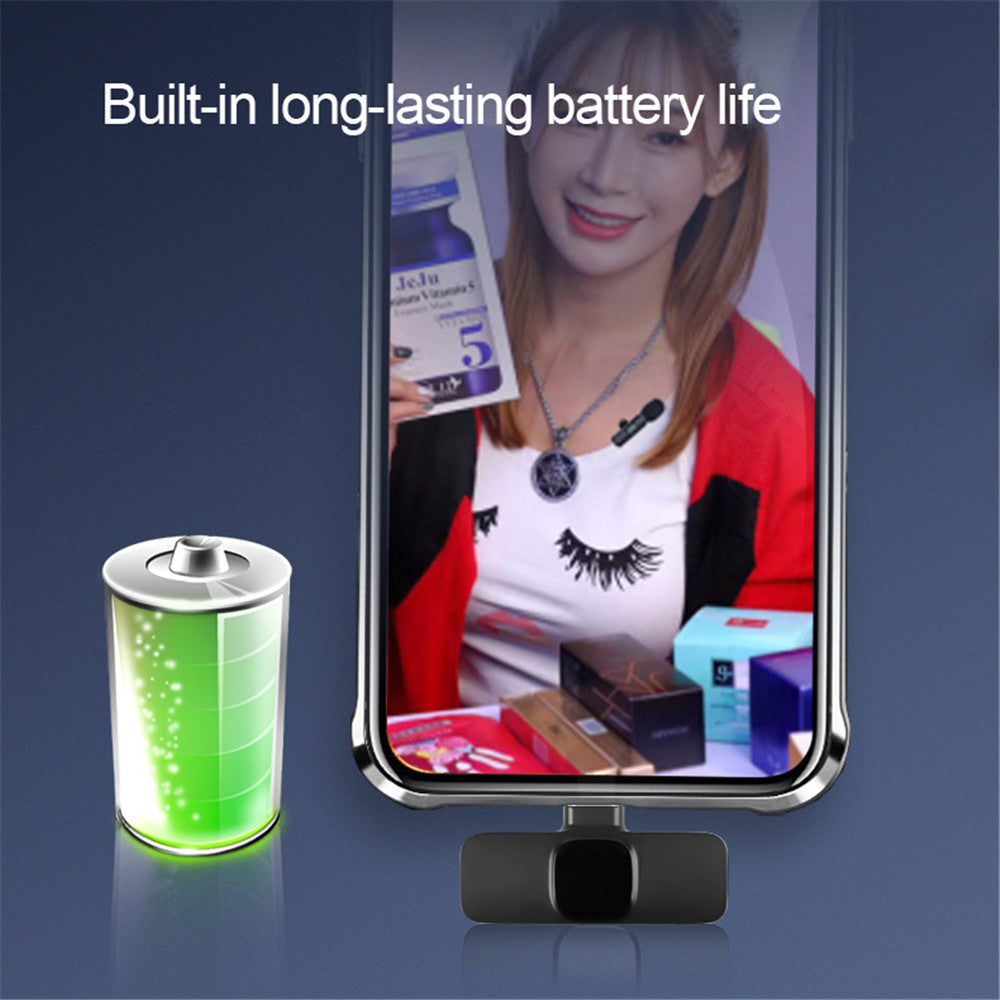 Portable Wireless Lavalier Microphone for iPhone & Android - Long Battery Life for Live Broadcasts & Gaming