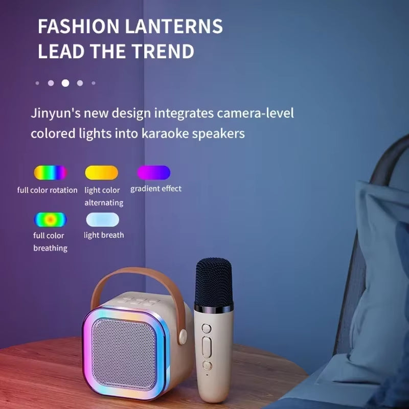K12 KTV Karaoke Microphone Speaker Wireless Bluetooth Lecture Meeting Voice Box Mini Colorful Lights Audio Long Standby