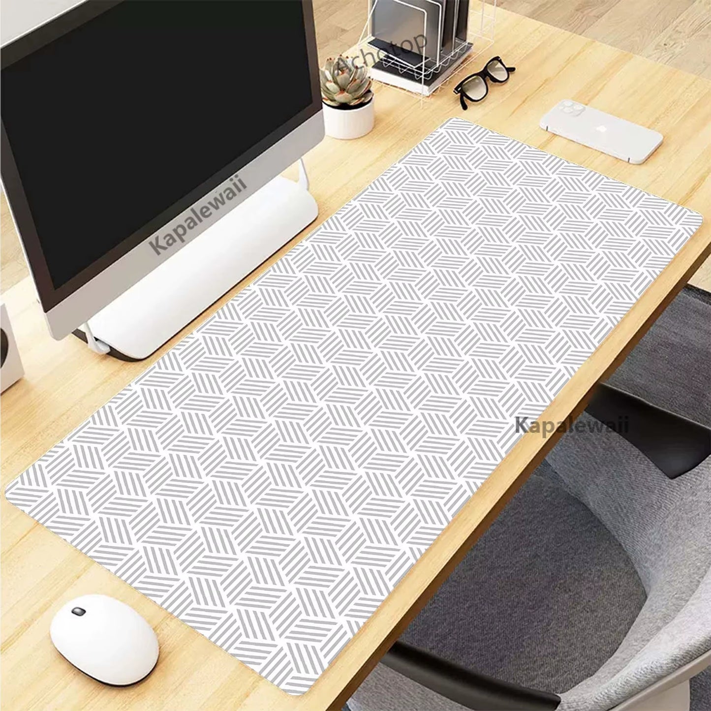 XXL Black and White Topographic Map Art Mouse Pad - Perfect for Gaming Setup & Office Use (900x400mm)