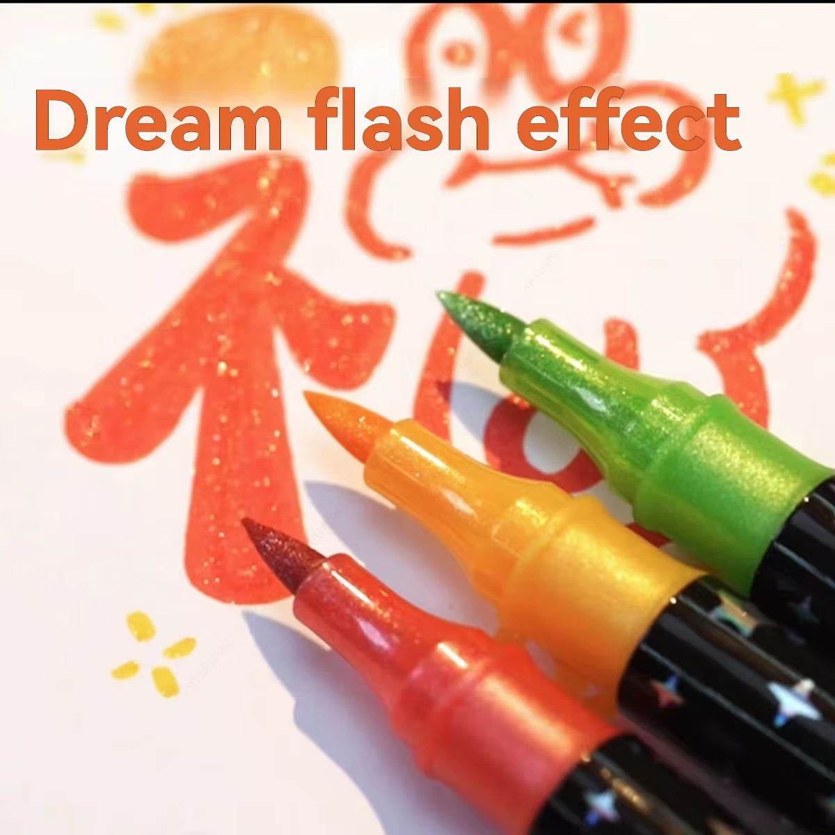 Double Tips Glitter Markers Pens Set, Bling Bling Marker Pen Quick Drying for Handbook, Diy Drawing,Coloring,And Poster Marker