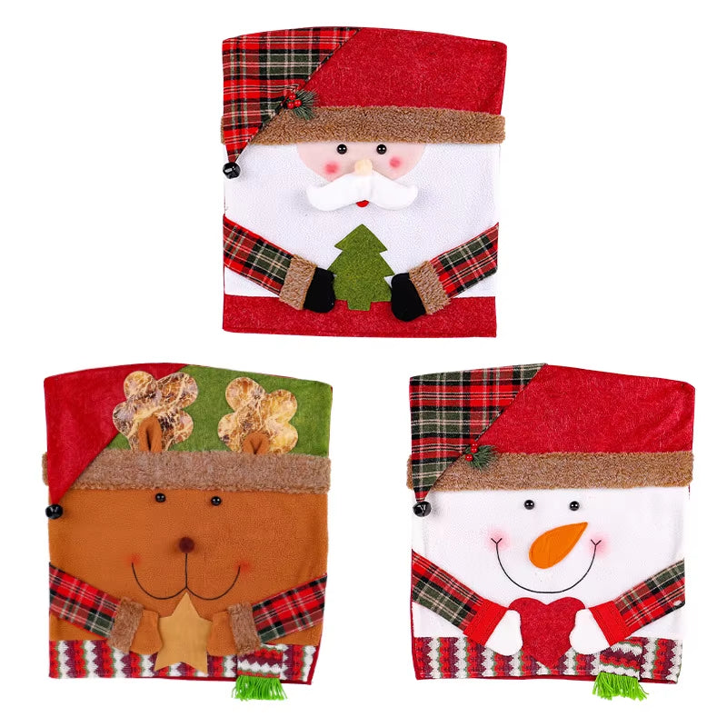 1/2/4/6/8Pcs Christmas Dining Chair Back Cover Xmas Gifts Kitchen Chair Slipcover Christmas Chair Decoration Cover Home Party