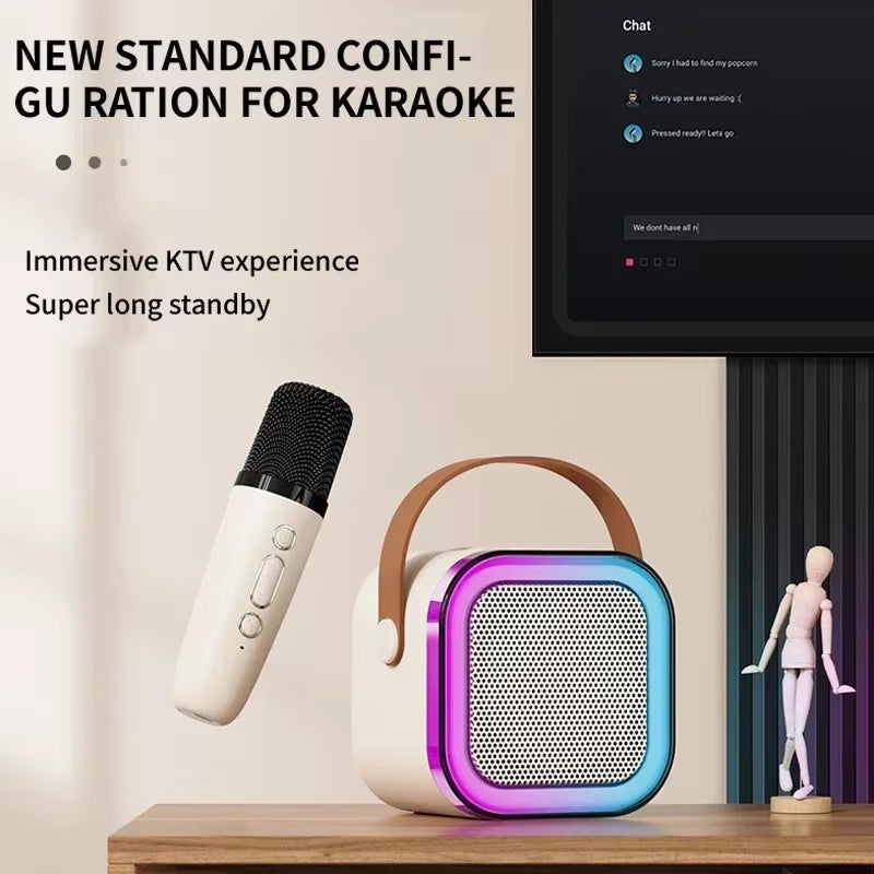 K12 KTV Karaoke Microphone Speaker Wireless Bluetooth Lecture Meeting Voice Box Mini Colorful Lights Audio Long Standby