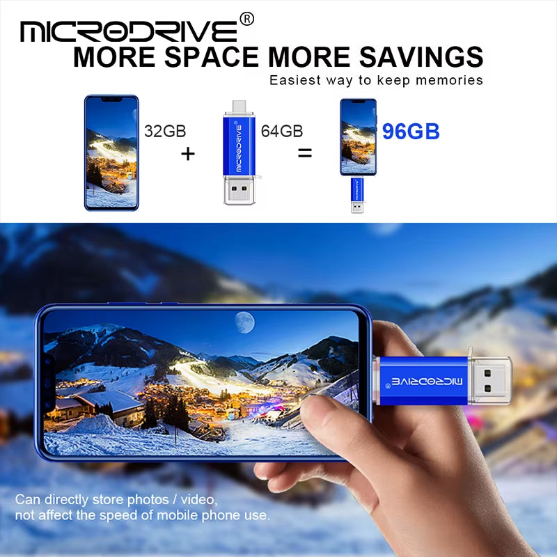 Versatile 2-in-1 Type C & Micro USB Flash Drive - High-Speed USB 2.0 Pen Drive in Multiple Capacities (4GB to 128GB)
