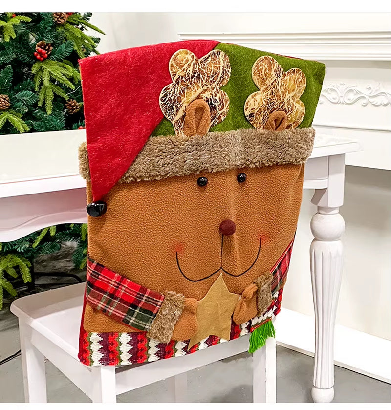 1/2/4/6/8Pcs Christmas Dining Chair Back Cover Xmas Gifts Kitchen Chair Slipcover Christmas Chair Decoration Cover Home Party