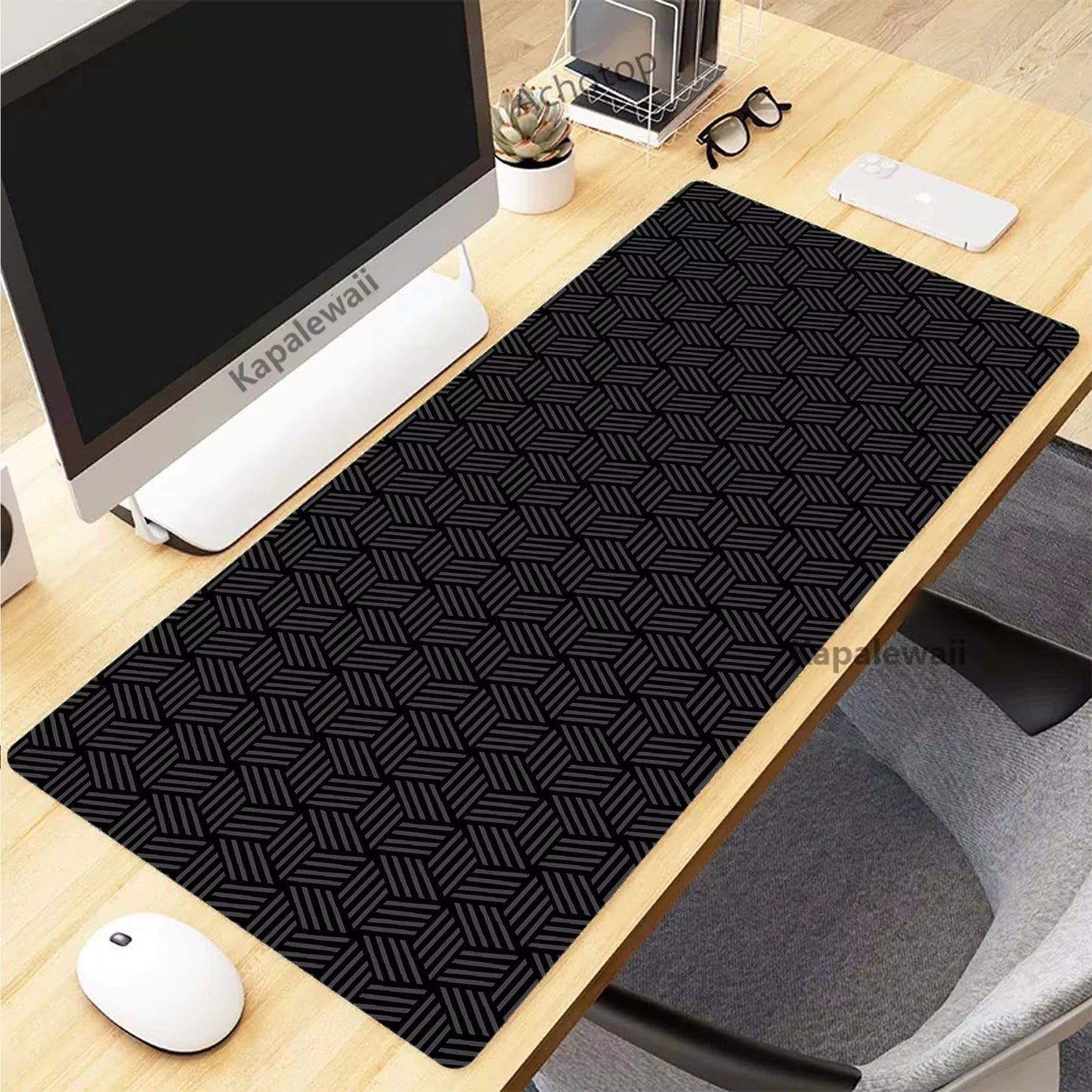 XXL Black and White Topographic Map Art Mouse Pad - Perfect for Gaming Setup & Office Use (900x400mm)