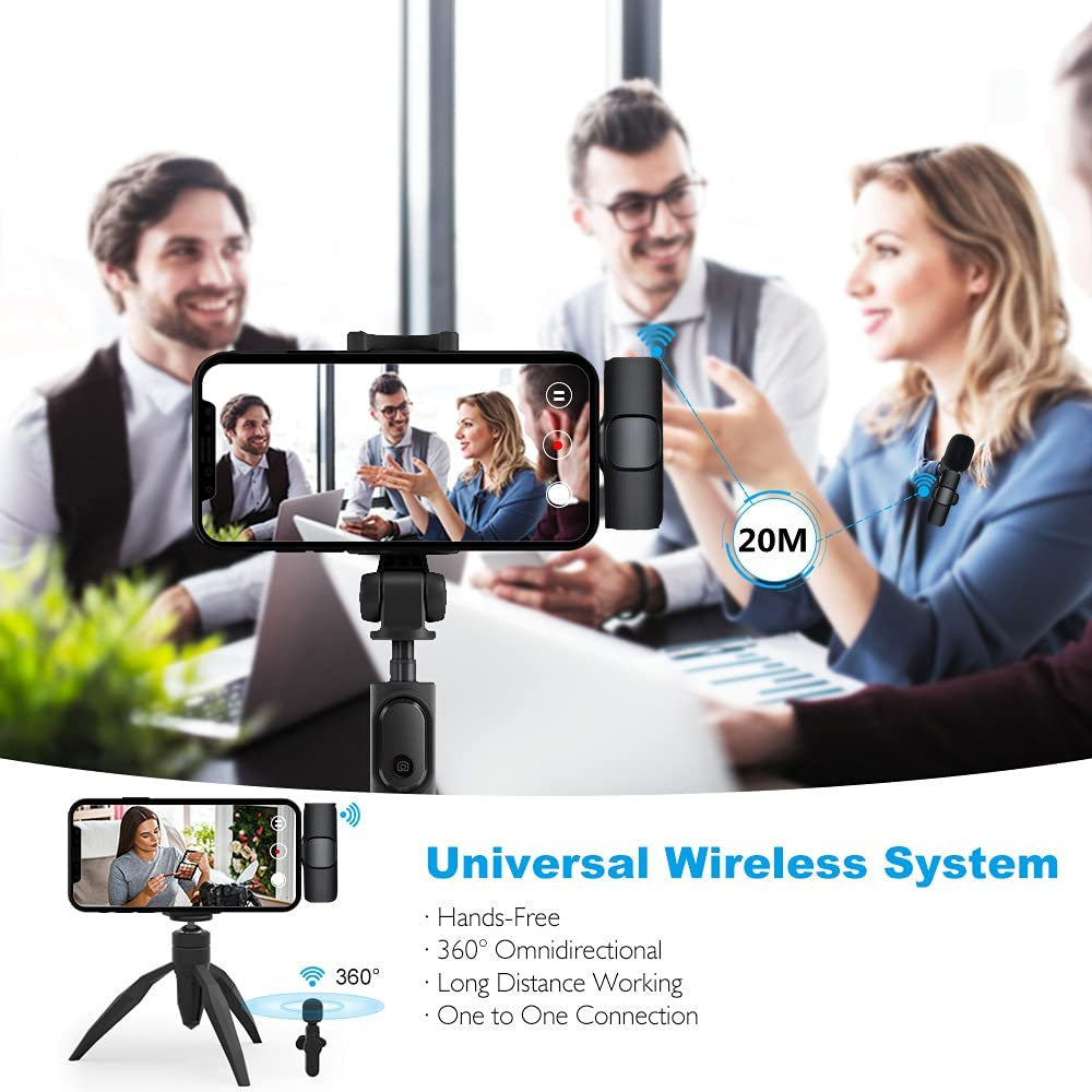 Portable Wireless Lavalier Microphone for iPhone & Android - Long Battery Life for Live Broadcasts & Gaming