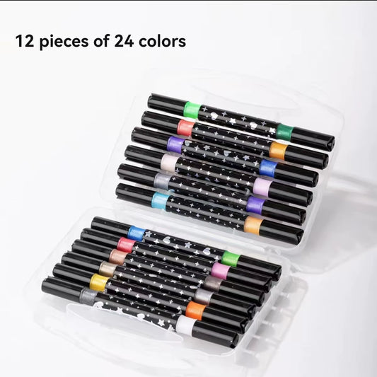 Double Tips Glitter Markers Pens Set, Bling Bling Marker Pen Quick Drying for Handbook, Diy Drawing,Coloring,And Poster Marker