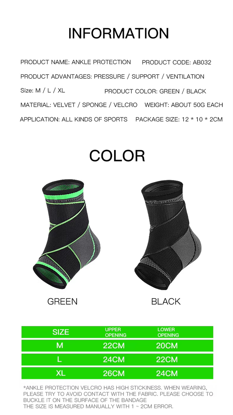 1PCS Pressurized Nylon Bandage Ankle Support Protector Basketball Ankle Brace Power Weightlifting Tobillera Deportiva