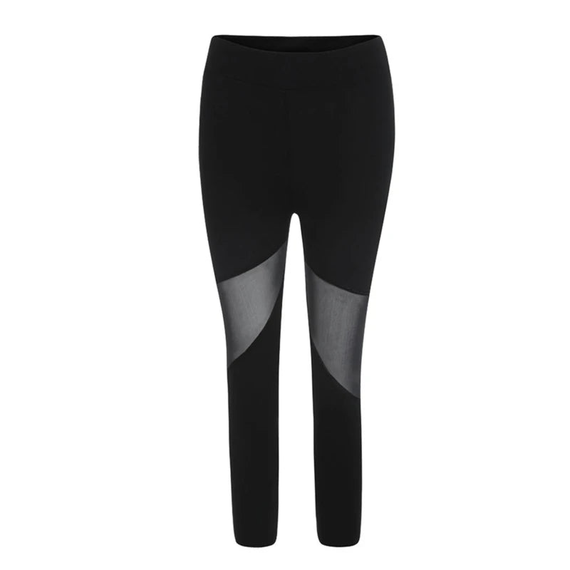Black Patchwork Mesh Leggings Women'S Jeggings Legins Women Leggins Female Elastic Pant Capri Women Fitness Leggings